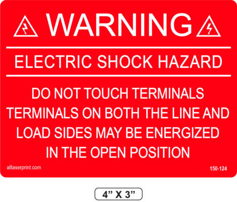 warning label #150-124 do NOT touch TERMINALS