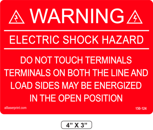 warning label #150-124 do NOT touch TERMINALS