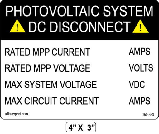 PHOTOVOLTAIC SYSTEM DC DISCONNECT