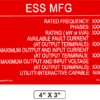 #150-645 ESS MFG PV Label