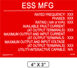#150-645 ESS MFG PV Label